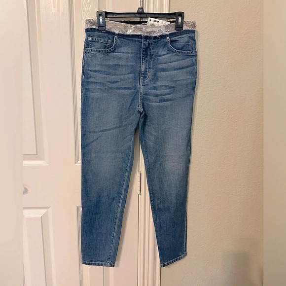 NWT IRO Jeans with sequined waistband - ankle pant distressed size 28 - Picture 7 of 12